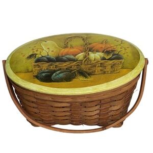 Vintage Fall Harvest Pumpkin Sewing Basket Storage Box